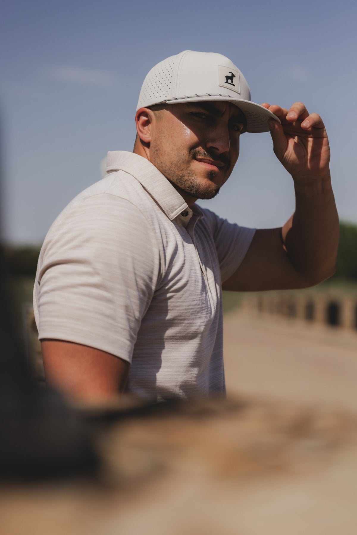 Golfer wearing the Iron Goat Hat