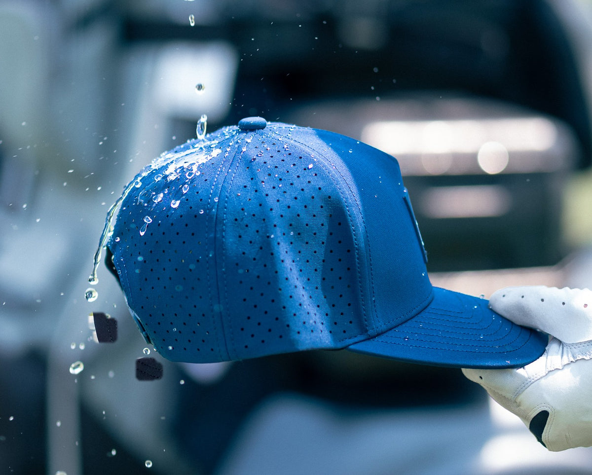 Water beading on the Iron Goat Hat fabric