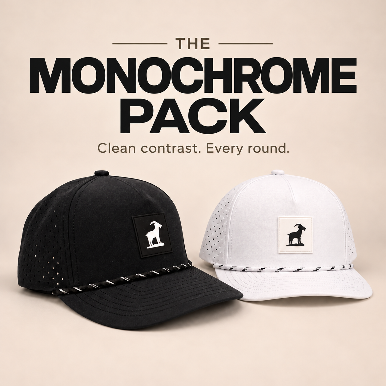 The Monochrome Pack: Black and All-White Iron Goat hats